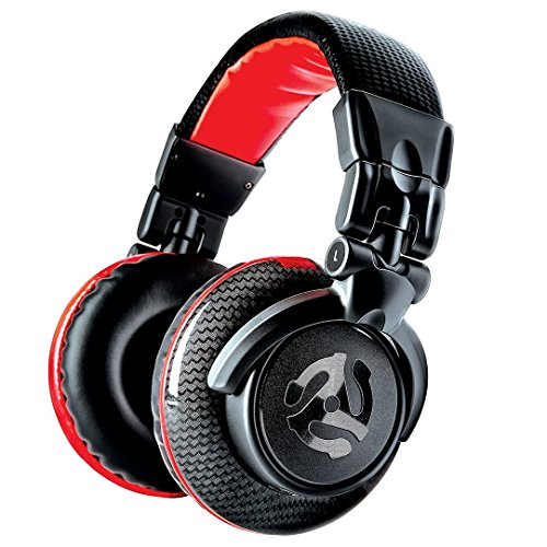 Numark Red Wave Carbon – Auriculares de DJ de Rango Completo con Diseño Basculante, Transductores de 50 mm, Cable Desmontable, Adaptador de 3.5 mm y Funda Incluidos