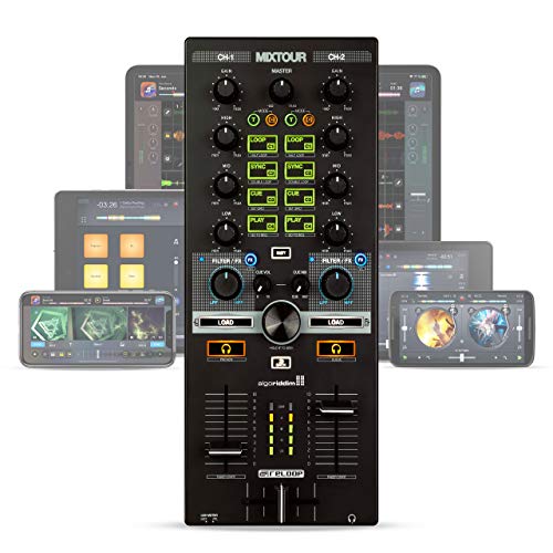 Reelop Mixtour - Controlador de DJ USB Portátil para iOs, Android, Mac y PC, Conexión de Auriculares de 3,5 mm ySalida Maestra RCA