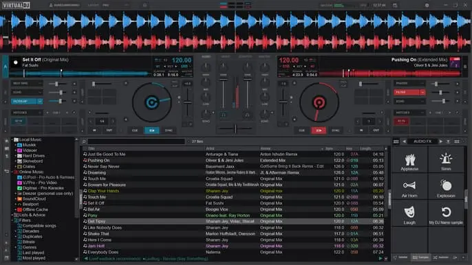La interface de Virtual DJ