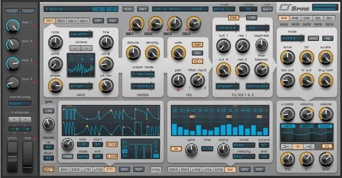 interface del sintetizador polifonico spire