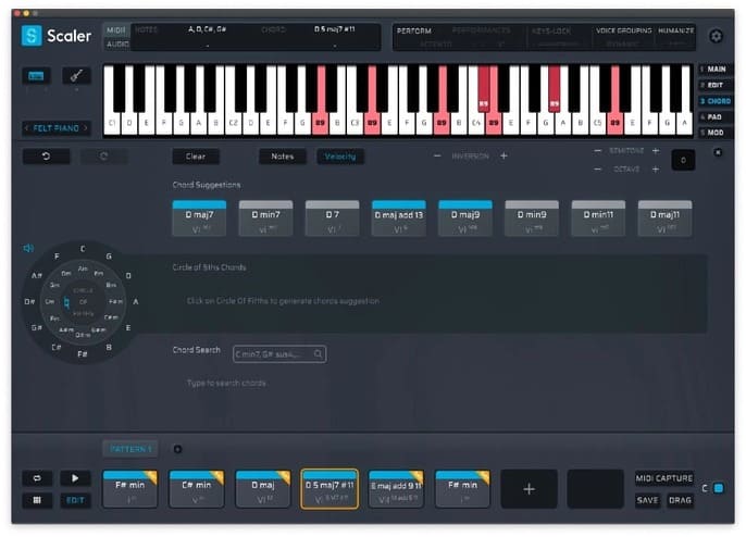 edición de acordes en scaler 2