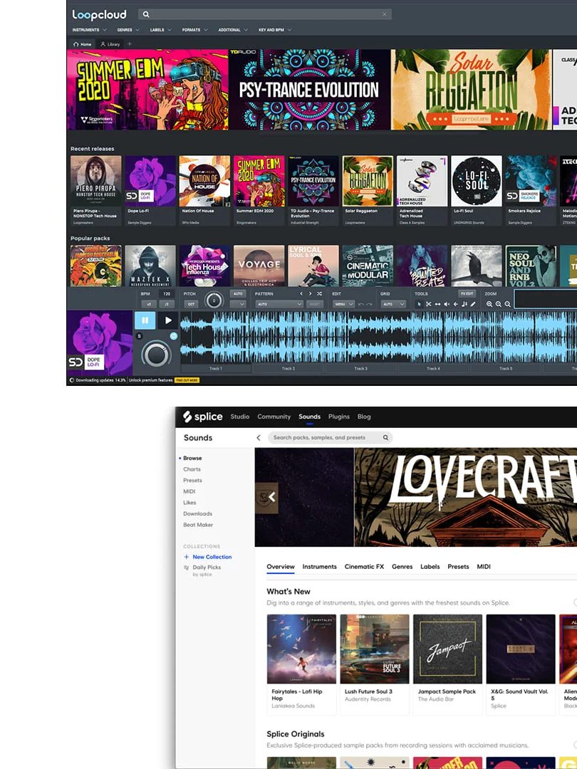 interfaz de loopcloud y splice