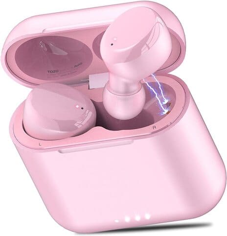 auriculares de color rosa de la marca tozo