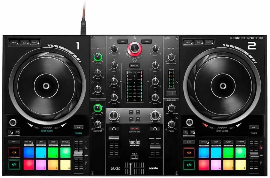 Controladora DJ Hercules Inpulse 500 vista desde arriba