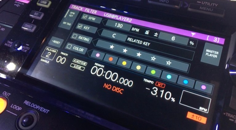 función track filter del cdj2000 nxs2