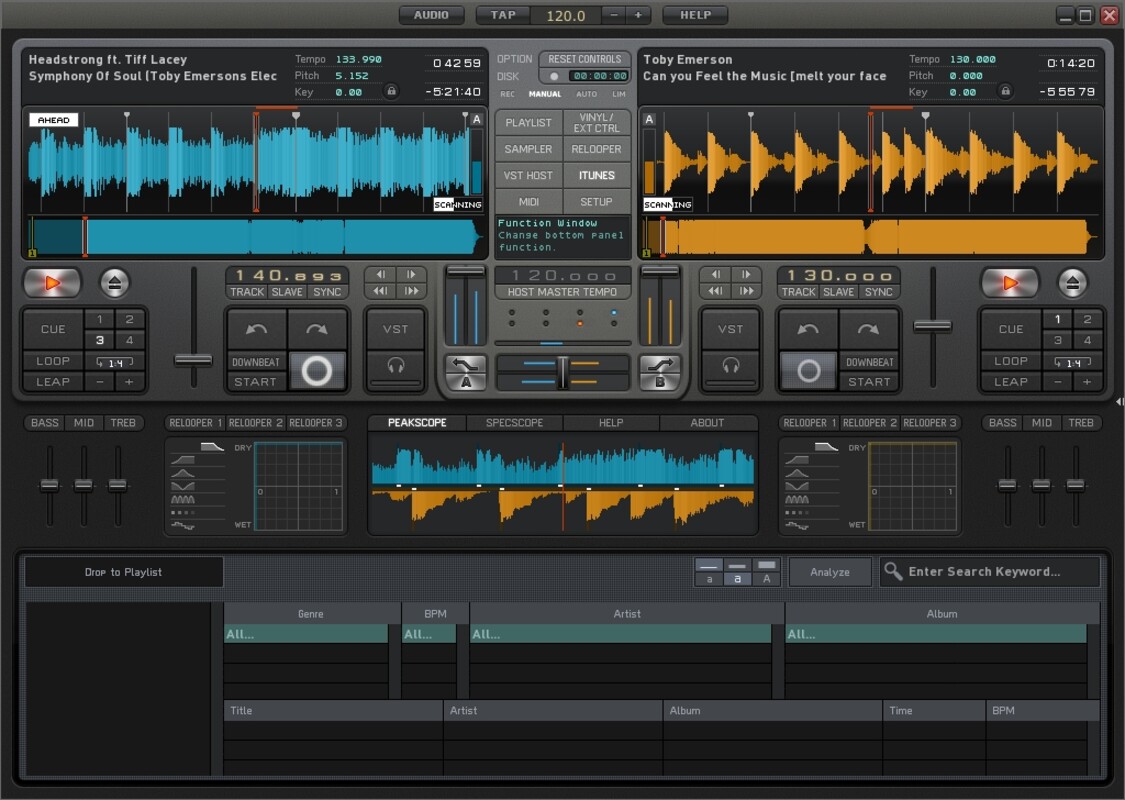 interfaz de Deckadance