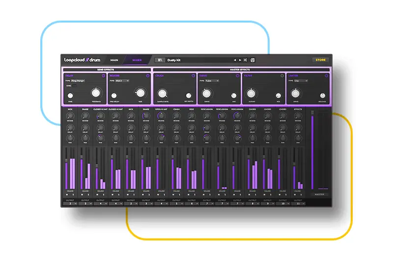 mixer de loopcloud DRUM