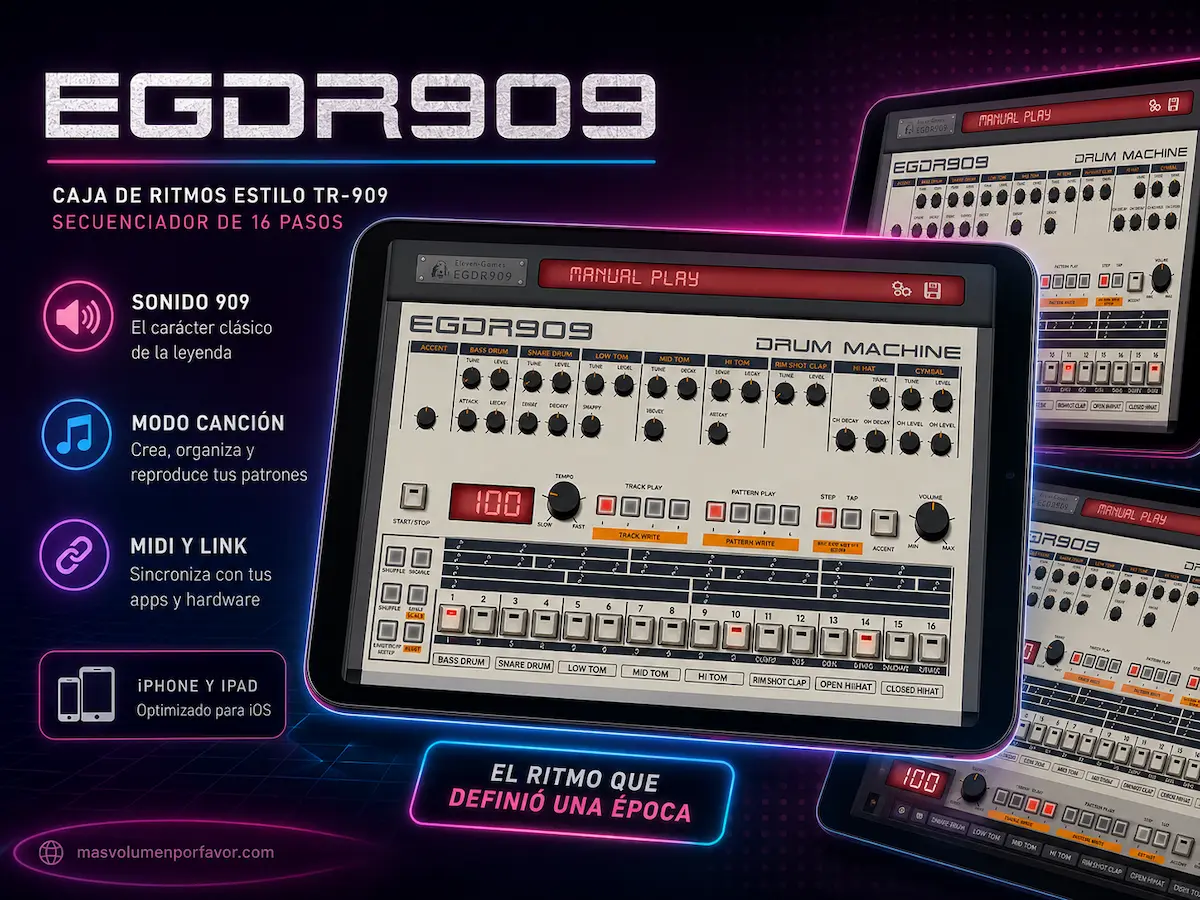 EGDR909 con secuenciador de 16 pasos y controles inspirados en la TR-909