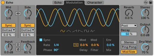 Pestaña de modulación en Ableton ECHO