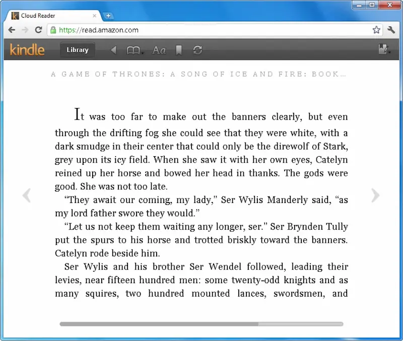 Ejemplo de un eBook en Kindle Reader Cloud
