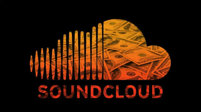 Logo de SoundCloud con billetes de fondo