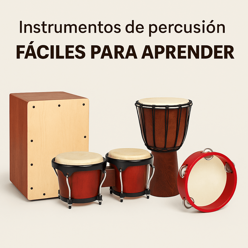 Instrumentos de percusión fáciles para aprender: cajón, bongós, djembe y pandereta