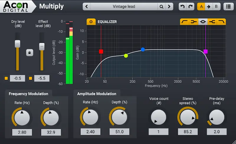 Interfaz del plugin Multiply de Acon Digital, plugin chorus gratuito destacado entre los mejores plugins gratis mayo 2025.