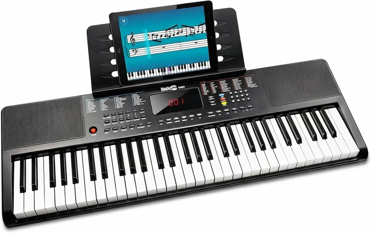 RockJam RJ361 teclado de 61 teclas con soporte para tabletLeyenda / pie de foto: