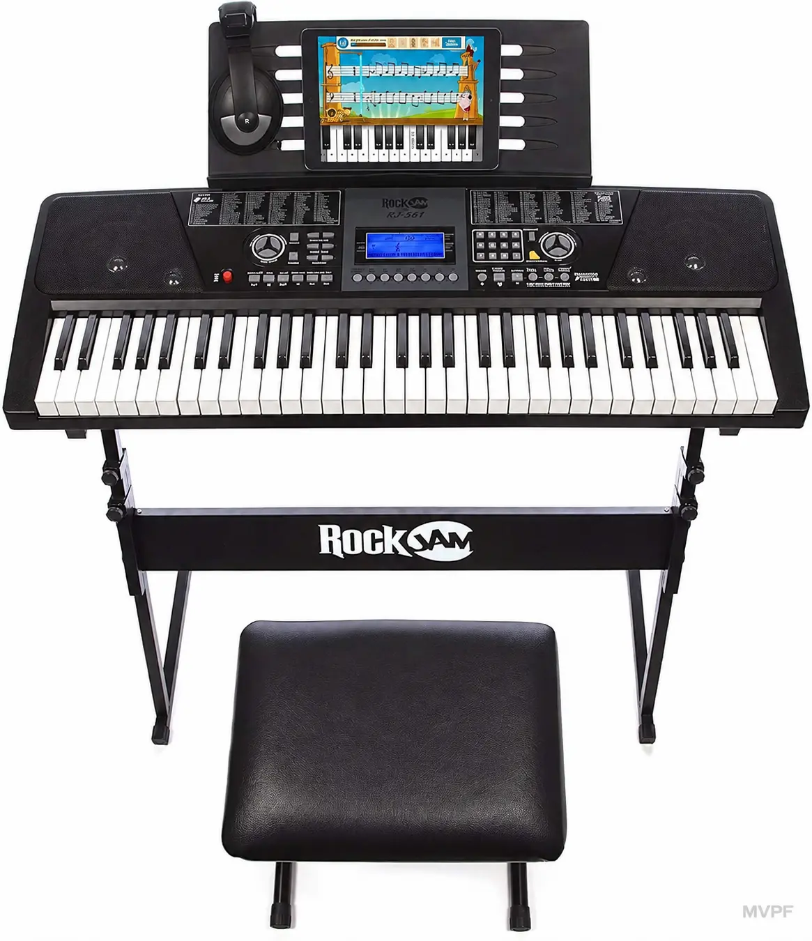 RockJam RJ561 teclado de 61 teclas con soporte y banqueta