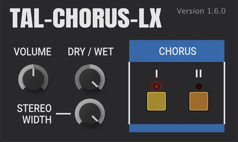 Interfaz del plugin gratuito TAL-Chorus-LX inspirado en el chorus del Juno-60