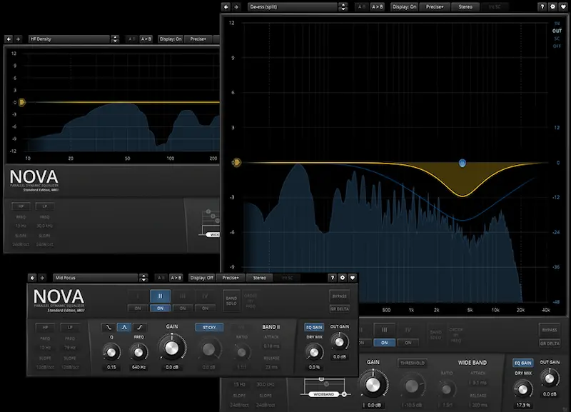 Interfaz de TDR Nova, ecualizador dinámico gratuito para mezcla y mastering en 2025