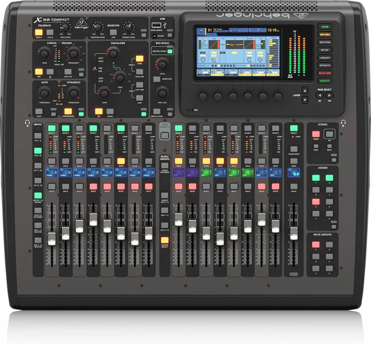 Mesa de mezclas digital Behringer X32 Compact vista desde arriba
