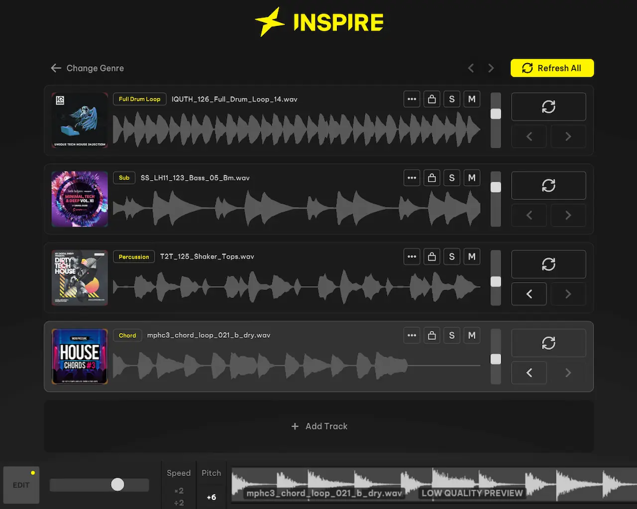 Inspire de Loopcloud 8 generando una combinación de samples