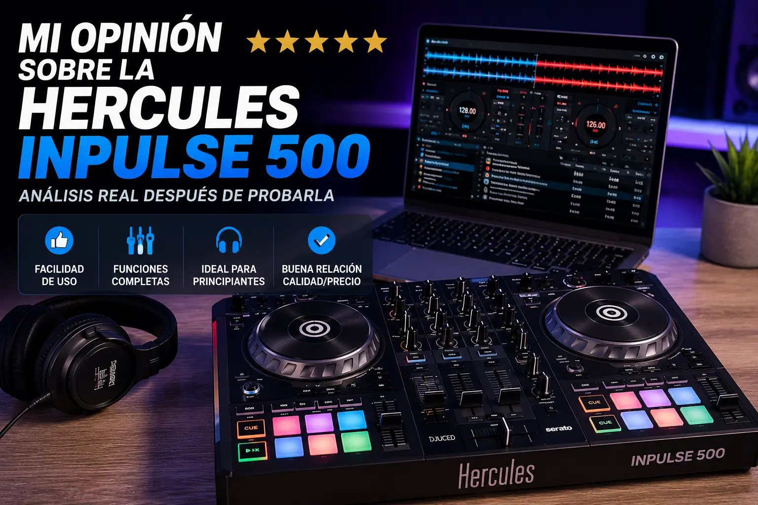 Opinión sobre la Hercules Inpulse 500 para DJs principiantes