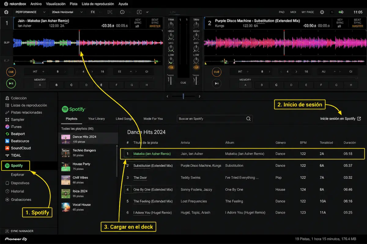 Cómo usar Spotify en Rekordbox y cargar una canción en un deck