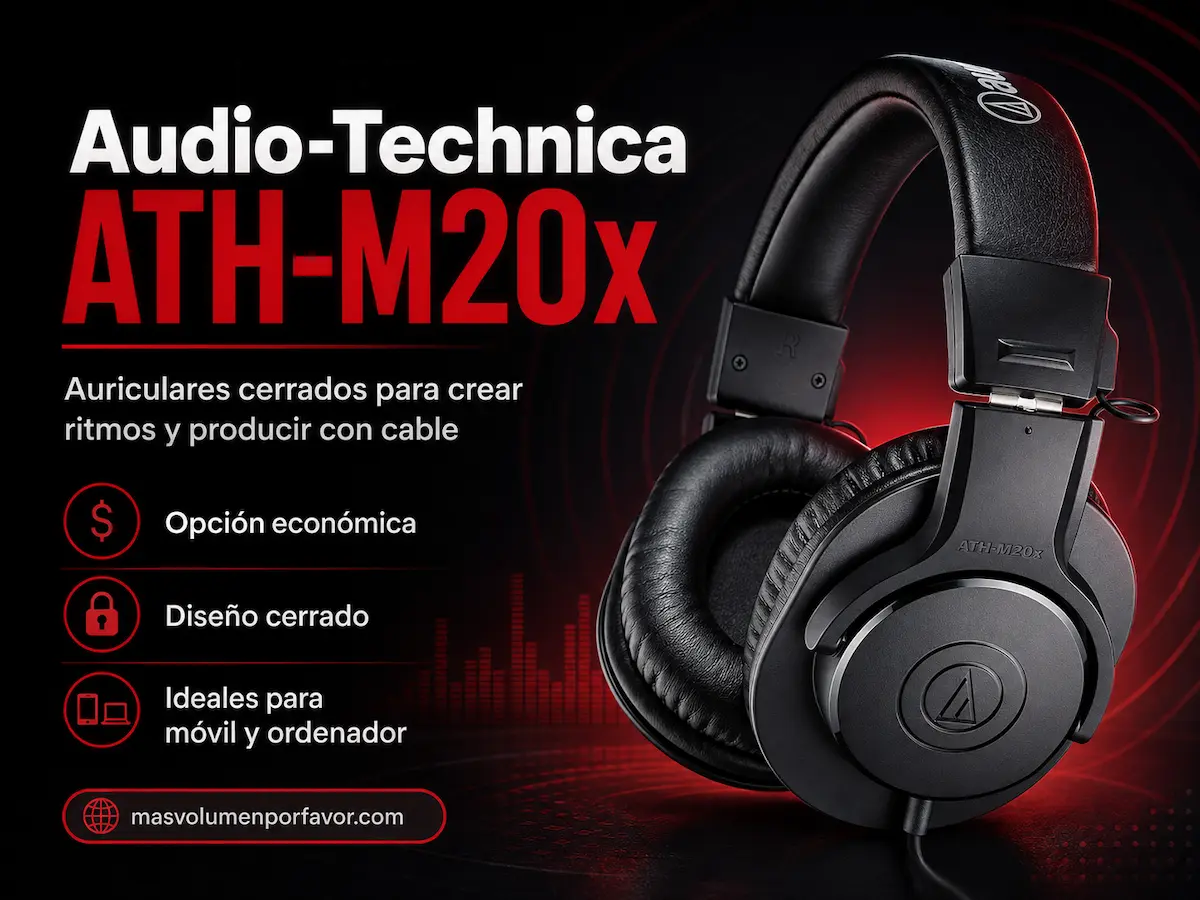 Auriculares Audio-Technica ATH-M20x cerrados para producir música desde móvil y ordenador