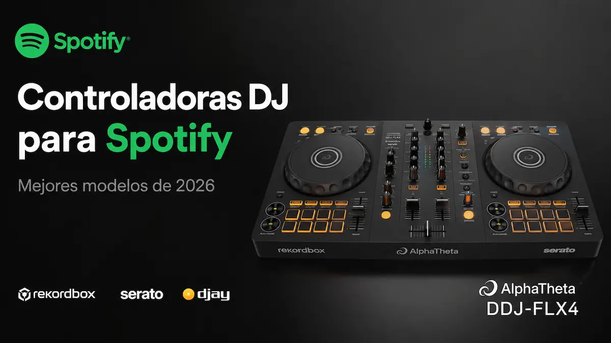 Mejores controladoras DJ compatibles con Spotify en 2026 con AlphaTheta DDJ-FLX4