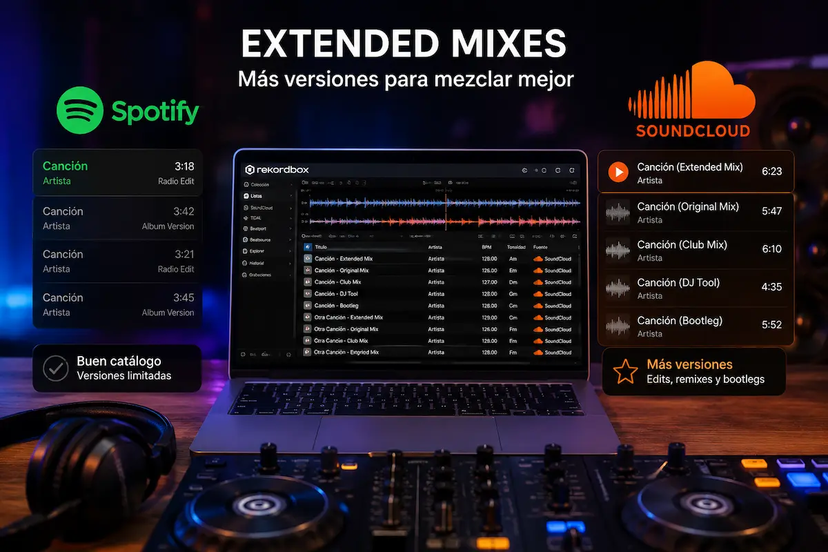 Comparativa de Spotify y SoundCloud para encontrar Extended Mixes y versiones para DJ