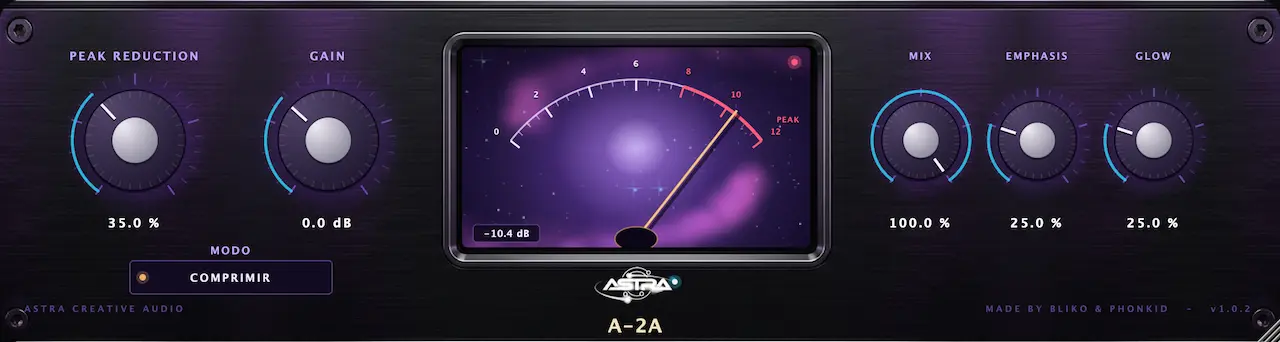 Astra A-2A comprimiendo con el medidor de reducción de ganancia