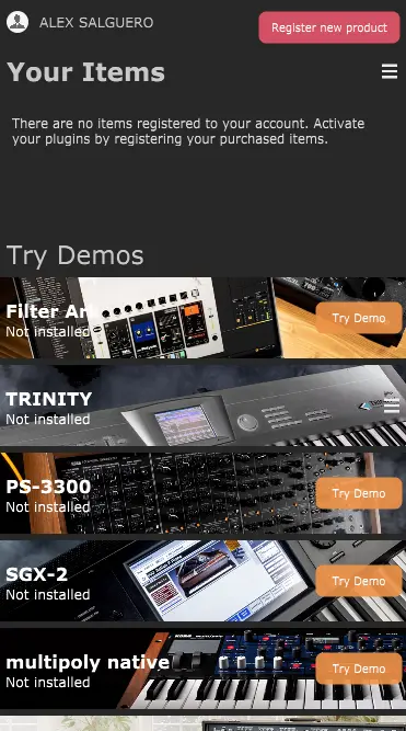 Instrumentos disponibles en KORG Software Pass