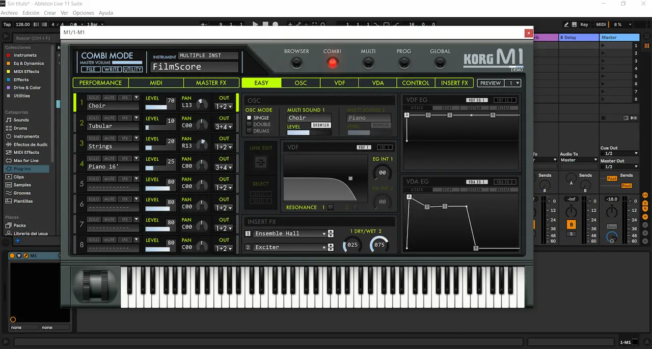 KORG M1 V2 funcionando en Ableton Live