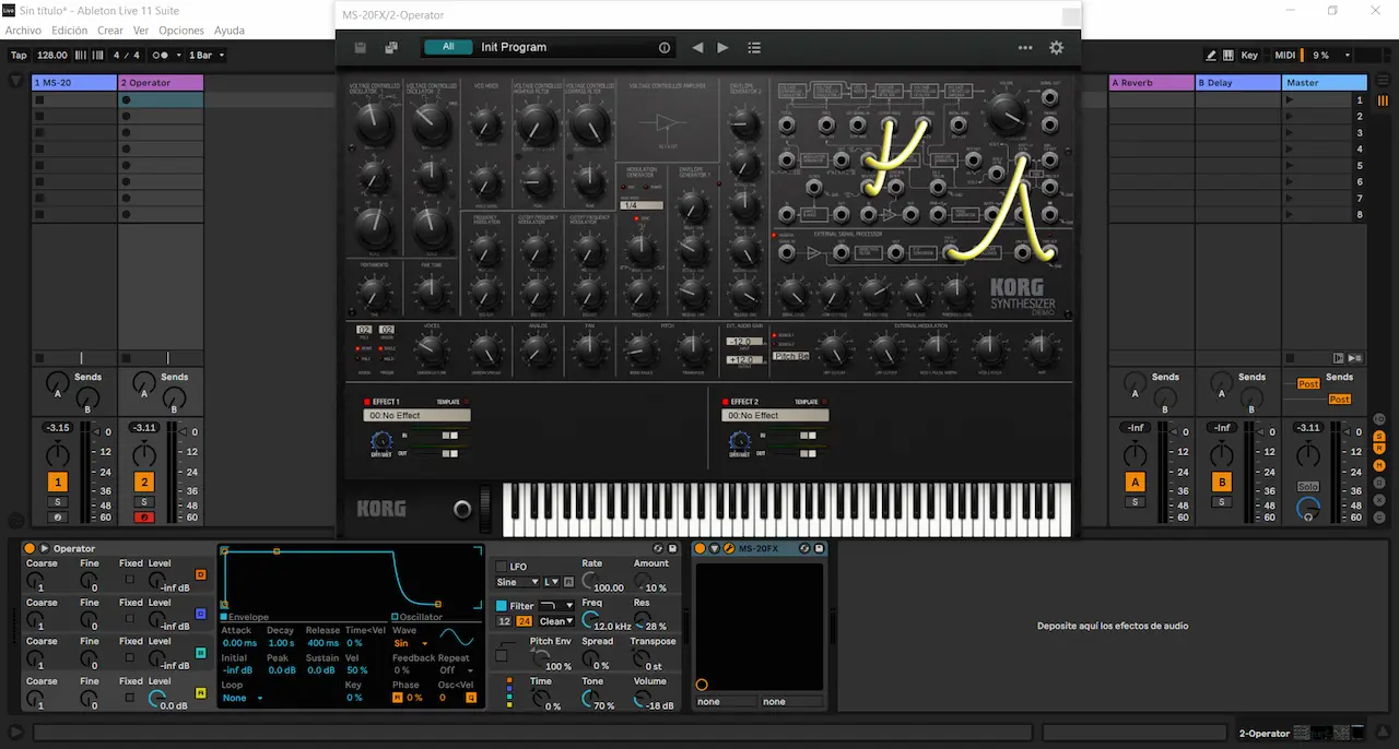 KORG MS-20FX aplicado sobre Ableton Operator en Ableton Live