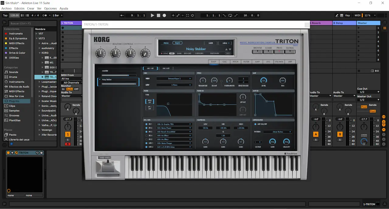 KORG TRITON con el preset Noisy Stabber en Ableton Live