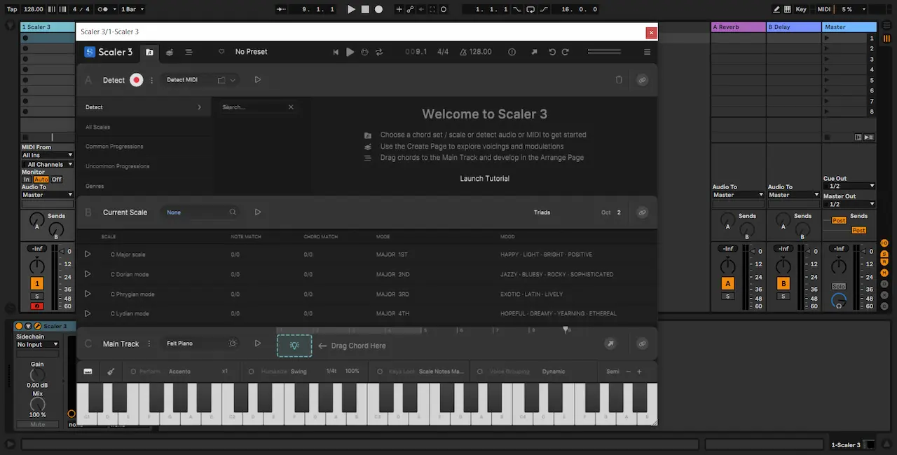 Scaler 3 abierto como plugin dentro de Ableton Live 11