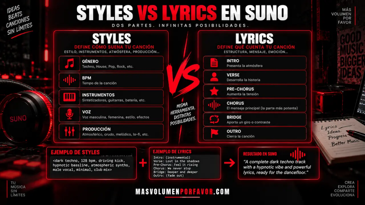 Diferencias entre Styles y Lyrics para definir sonido y estructura