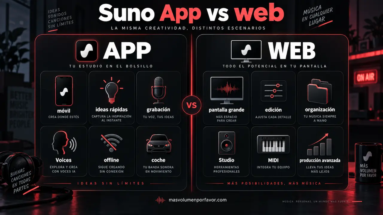Comparativa entre creación musical desde el móvil y producción avanzada desde la versión web
