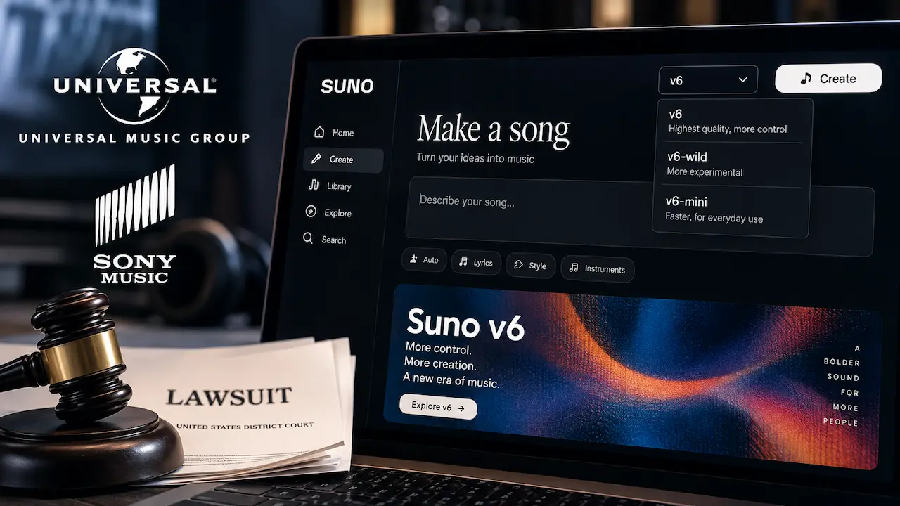 Suno v6 tras la nueva demanda de Universal Music y Sony Music
