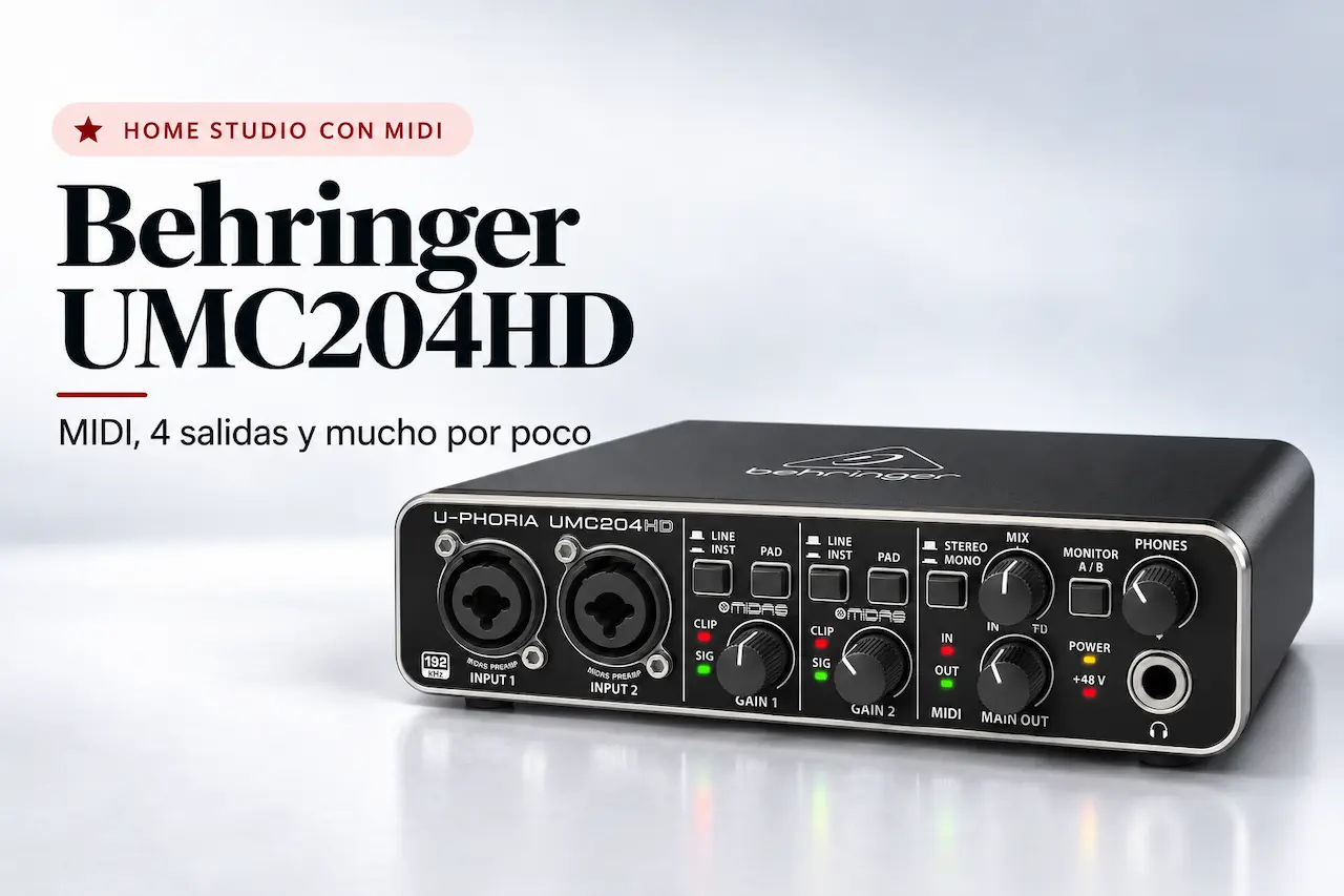 Behringer UMC204HD, interfaz de audio recomendada para home studio con MIDI