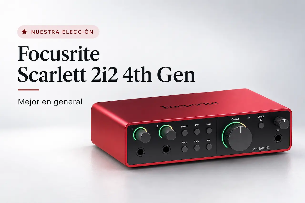 Focusrite Scarlett 2i2 4th Gen, nuestra elección como mejor interfaz de audio en general en 2026