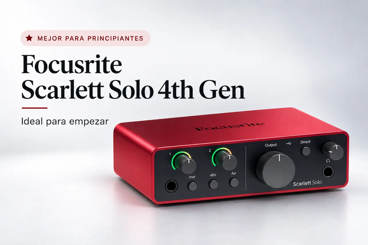 Focusrite Scarlett Solo 4th Gen, interfaz de audio recomendada para principiantes