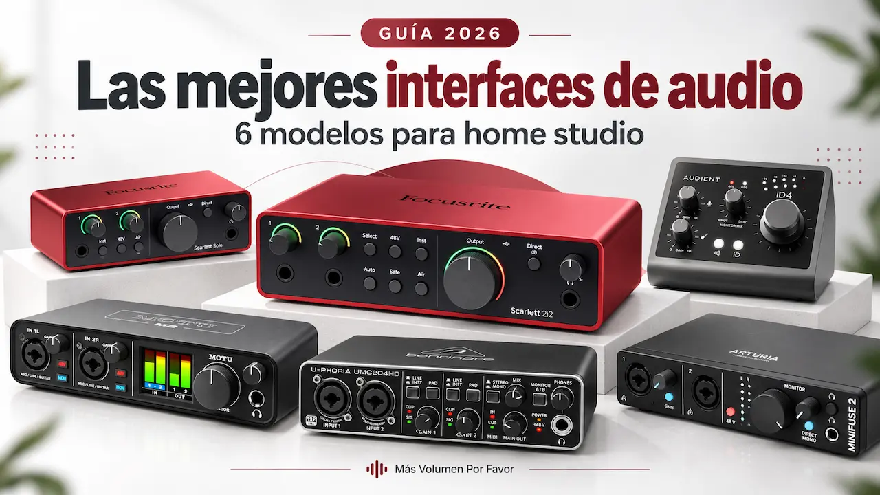 Mejores interfaces de audio de 2026: 6 opciones según presupuesto y uso